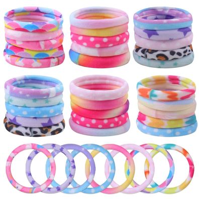 30 Stück Bunte Haargummis Damen Mädchen Nylon Zopfgummis Lockiges Glattes Haar