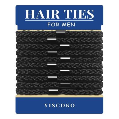 Yiscoko Herren Haargummi 10 Stück Schwarz Nylon Stirnband