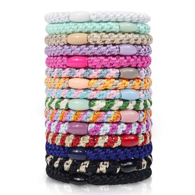 15 Stück Elastic Hair Ties Haargummis Damen Mehrfarbig Lockiges Zopfgummi