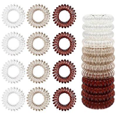 12er Pack Spiral Haargummis Telefonkabel Damen Mädchen Spiralhaarbänder