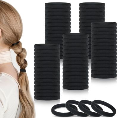 100 Stück schwarze Haargummis nahtlos elastisch Pferdeschwanz-Halter 3,8 cm