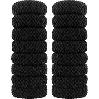 16er Set Schwarz Breite Baumwolle Haargummis Elastisch für Damen & Mädchen