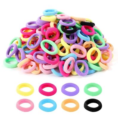 200 Stück Mini Haargummis Mädchen Baby Mehrfarbig Zopfgummi