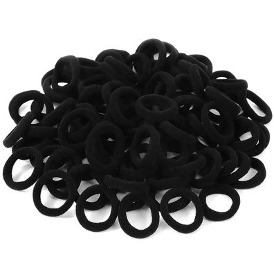 100 Stück Mini Baby Mädchen Haargummis Schwarz Zopfgummi Set