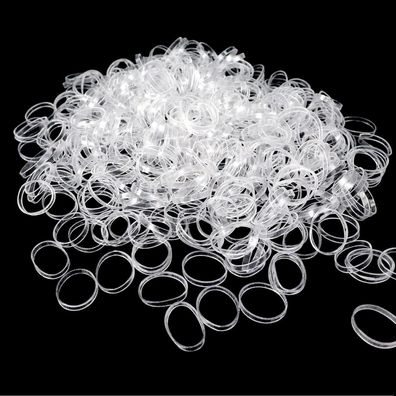 500 Mini Transparente Elastische Haargummis für Kinder Pferdeschwanz