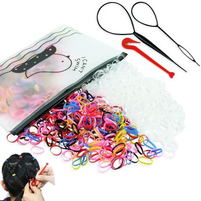Mini Haargummis 1000 Stück Bunt Gummi Haargummis Mädchen Haarflechten Dreadlocks