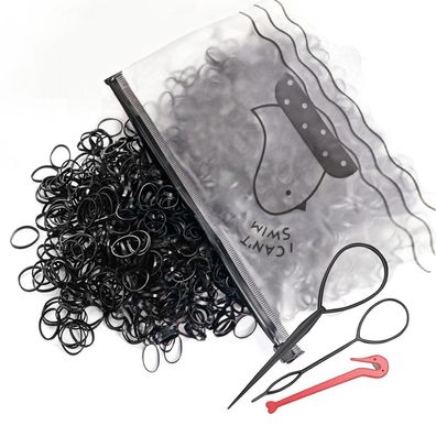 1000 Stück Transparente Elastische Mini Haargummis+2 Flechthilfe+Haarbänder