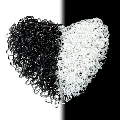 1000 Mini Haargummis Schwarz Transparent Gummibänder Mädchen Haare Dreadlocks