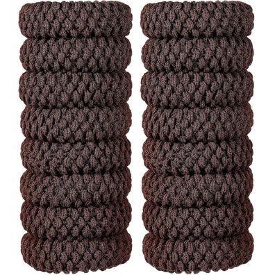 16Stück elastische Haargummis Baumwolle dicke Haarbänder nahtlos Braun