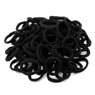 100 Stück schwarze Haargummis für Damen und Mädchen - Elastische Zopfgummis