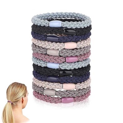 12 Stück Geflochtene Haargummis Damen Zopfhalter Armband