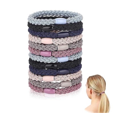 12 Stück Elastische Geflochtene Haargummis für Damen Mädchen Armbänder