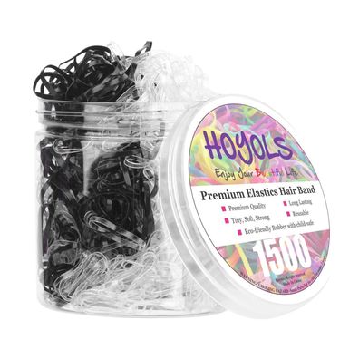 1500 Stück HOYOLS Klar Schwarz Elastische Haarbänder Mini Kunststoff Polyband