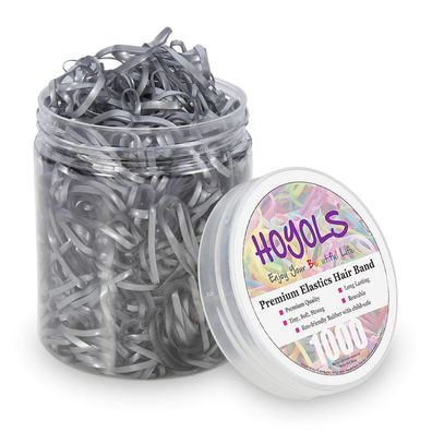 Hoyols Elastische Haargummis Pferdeschwanz Mädchen Frauen 1000 Stück Silber TPR