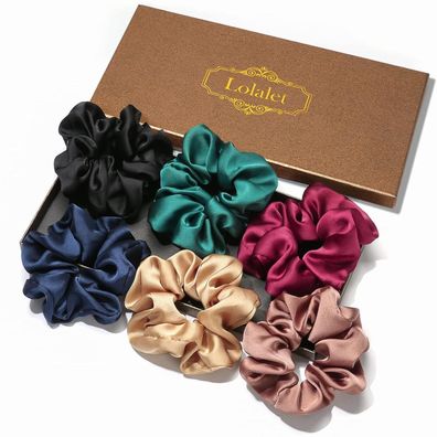 6er Set Satin Haargummis Scrunchies für Damen in 6 Farben