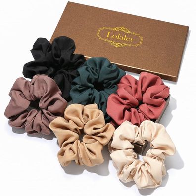 Lolalet Haargummis Damen Mädchen 6 Farben Schwarz Dunkelgrün Rot Braun