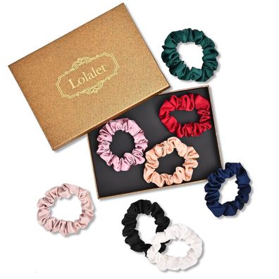 8er Set Lolalet Seide Scrunchies Damen Premium Satin Haargummis 8 Farben