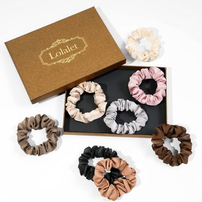 Lolalet Seide Scrunchies Haargummis Damen Premium Satin 8 Farben