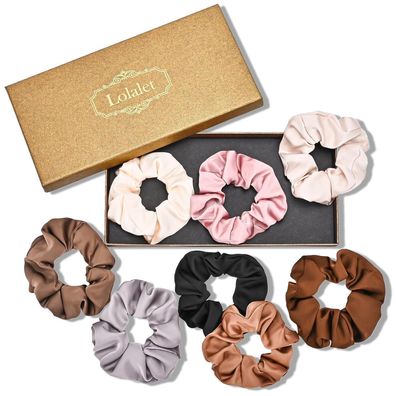 8 Stück Seide Scrunchies Damen Premium Satin Haargummis 8 Farben -L- Stil A