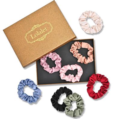 Lolalet Seide Scrunchies Damen Premium Satin Haargummis 8 Farben