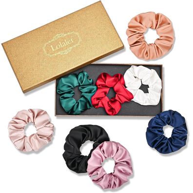 8er Set Lolalet Seide Scrunchies Damen Satin Haargummis 8 Farben
