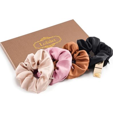 4er-Pack Lolalet Haargummis Scrunchies mit versteckter Tasche für Damen - Weich