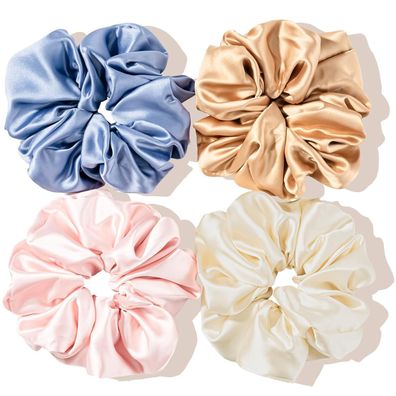 Lolalet Große Seide Scrunchies Haargummis Damen Satin 4 Farben
