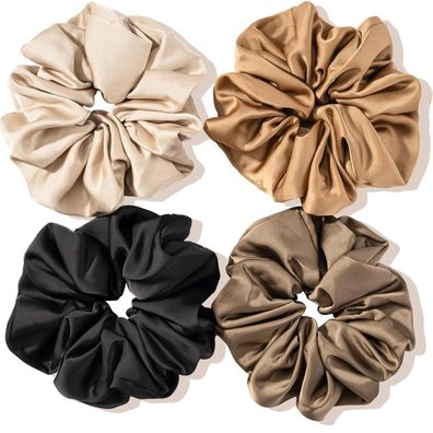 4er Set Große Seide Scrunchies Satin Haargummis Damen Mädchen 4 Farben