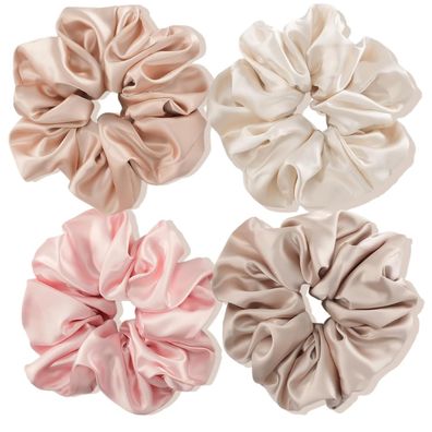 Lolalet große Seide Satin Haargummis Damen Scrunchies 4 Farben
