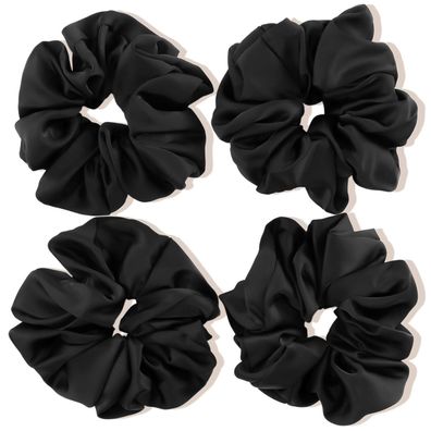 4er Set Lolalet Seidige Große Haargummis Damen Scrunchies Satin - 4 Farben