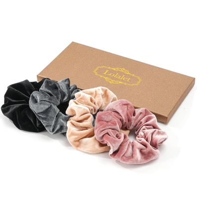 4er Set Velvet Haargummis Scrunchies Damen Mädchen Haarschmuck - Stil A