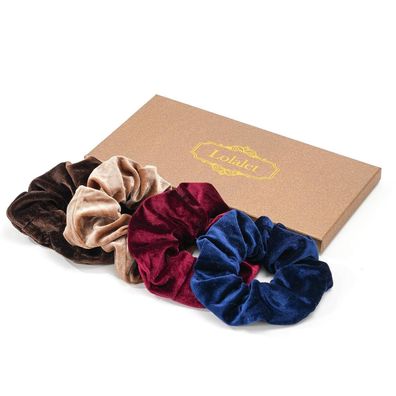 Lolalet Velvet Haargummis Scrunchies Set 4 Stück Mädchen Damen Haarschmuck