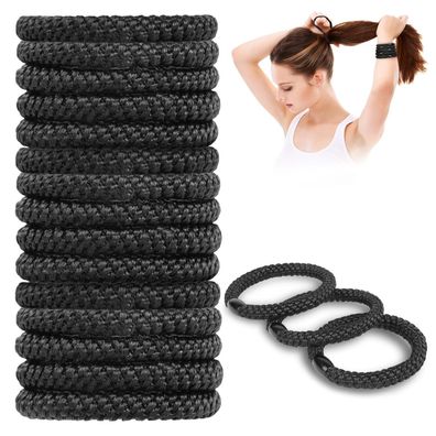 15 Stück Schwarze Elastische Haarbänder Zopfgummi für Damen, Mädchen