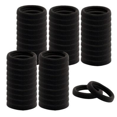 100er Schwarz Baumwoll-Haargummis 4.5 cm Elastisch für Damen/Mädchen/Männer