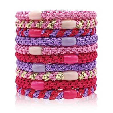 10er Set Haargummis Mädchen Damen Mehrfarbigen Elastische Haarbänder Rosa