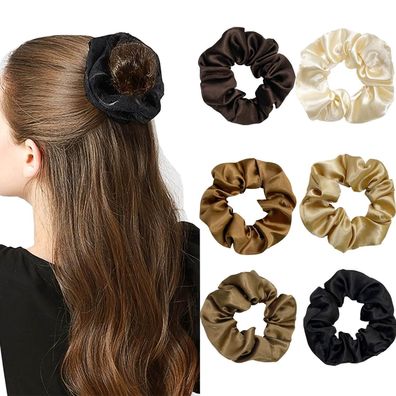 6 Stück Premium Seide Scrunchies Haargummis Damen Haarschmuck