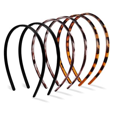6er Set Elastische Plastik Haarbänder 8mm - Rutschfestes Stirnband für Sport