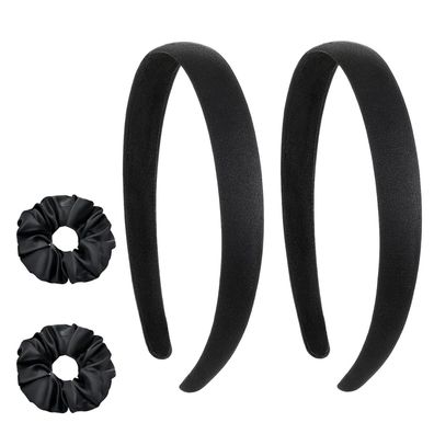 2 Stück Satin Stirnbänder gepolstert DIY Haarschmuck Schwarz