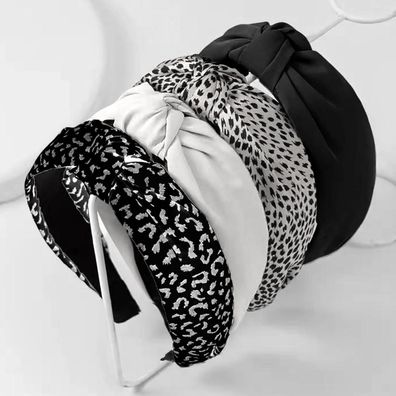 4 Stück Damen Stirnbänder Leopardenmuster Haarreifen Schwarz