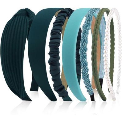 Kotkiddy 7 Stück Haarreifen Set Damen verschiedene Modelle Perlen Stirnbänder