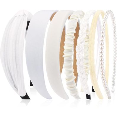 7 Stück Haarreifen Set Damen Perlen Stirnbänder Kunststoff Haarreif Mädchen