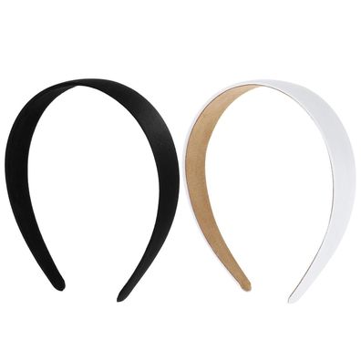 2er Set Satin Haarreifen Schwarz Stirnbänder Damen Mädchen 2.5cm Breit