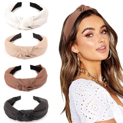 Haarreifen Damen Mädchen breite Haarbänder 4er Set Anti-Rutsch Stirnband