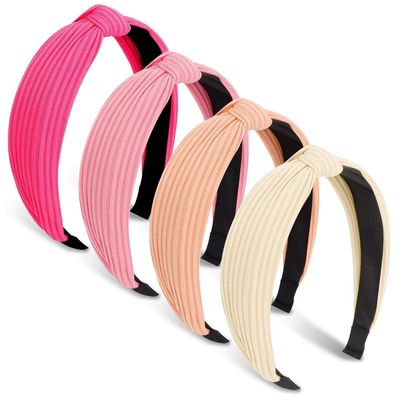 Dreshow Haarreifen Damen Mädchen Boho Stirnband 4er Pack breit Knoten