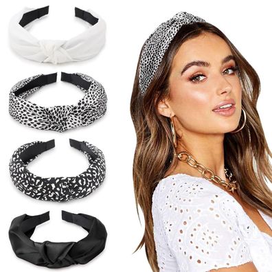Dreshow Haarreifen Damen Mädchen 4 Stück breite Samtstirnbänder Boho Anti-Rutsch