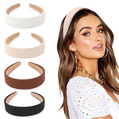 Dreshow Mädchen Damen Haarreif 4 Stück Samtstirnbänder Boho Anti-Rutsch
