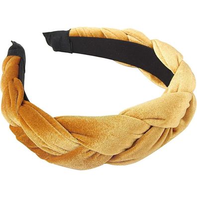Geflochtenes Samt Stirnband Haarreif Elastisch Criss Cross Accessoire Gold
