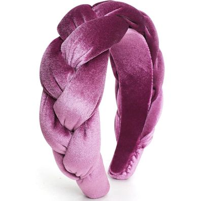 Dreshow Samt Geflochtenes Stirnband Damen Trachten Vintage Haarband 94-purple
