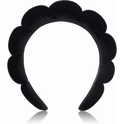 Dreshow Spa-Stirnband Damen Schwamm Makeup Hautpflege Wolken Frottee Schwarz