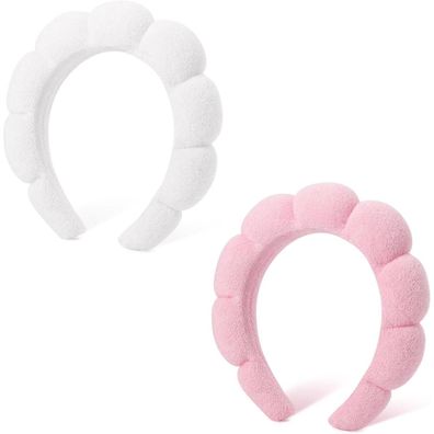 Spa Schwamm Stirnband Damen Frottee Makeup Hautpflege 2 Stück Pink